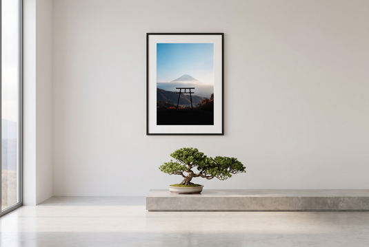 Mt Fuji fine art print framed in a light-filled modern space